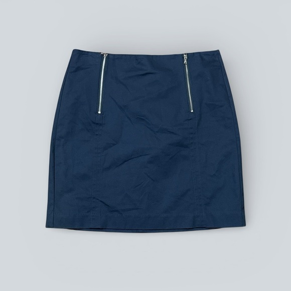 LOFT Dresses & Skirts - NWT LOFT Solid Blue/Grey Double Front Zip Shift Skirt